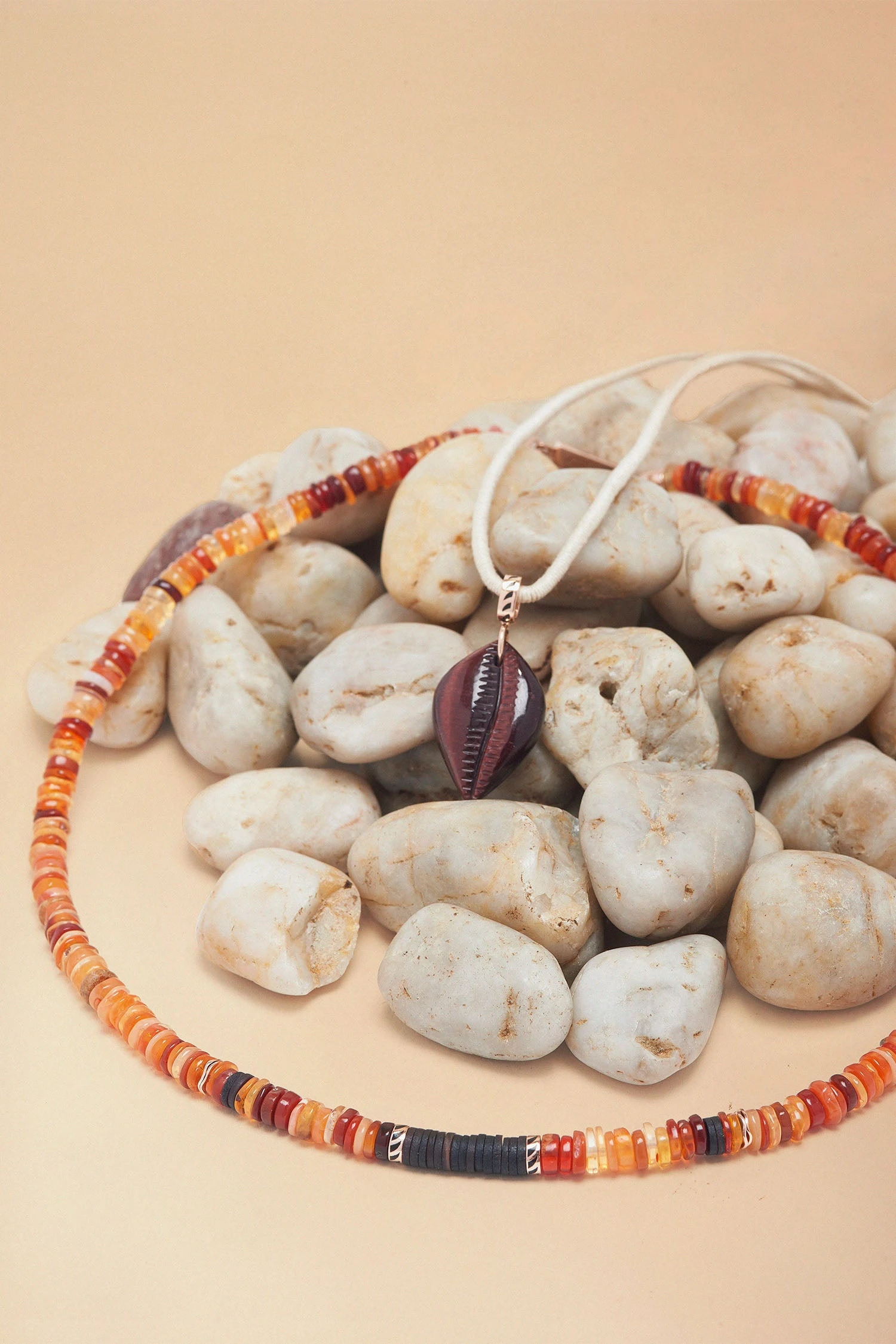 ULLA JOHNSON Fire Opal And Coco Shell Shark Fin Puka 3 ULLA JOHNSON Fire Opal And Coco Shell Shark Fin Puka - Image 3