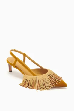 ULLA JOHNSON Shira Fringe Sling Back - Sunsprite Colorblock -ULLA JOHNSON FA231002 FRINGESLINGBACK MARIGOLD SIERRA b r web