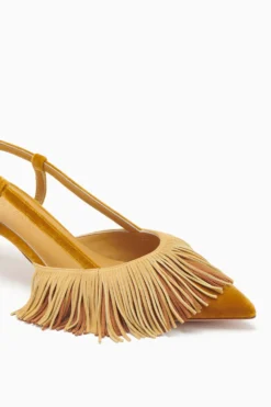 ULLA JOHNSON Shira Fringe Sling Back - Sunsprite Colorblock -ULLA JOHNSON FA231002 FRINGESLINGBACK MARIGOLD SIERRA c r web