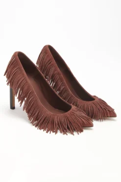 ULLA JOHNSON Inez Fringe High Heel - Mahogany 10 ULLA JOHNSON Inez Fringe High Heel - Mahogany -ULLA JOHNSON FA231004 INEZ FRINGE HIGH HEEL MAHOGANY WEB UPDATE 01