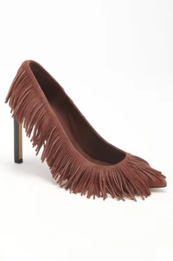 ULLA JOHNSON Inez Fringe High Heel - Mahogany 8 ULLA JOHNSON Inez Fringe High Heel - Mahogany -ULLA JOHNSON FA231004 INEZ FRINGE HIGH HEEL MAHOGANY WEB UPDATE 03