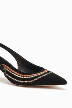 ULLA JOHNSON Antonia Sling Back - Noir -ULLA JOHNSON FA231008 SLING BACK WITH STITCH DETAIL NOIR c r web CORRECT VERSION