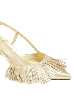 ULLA JOHNSON Shira Fringe Sling Back - Gold -ULLA JOHNSON FA231025 SHIRAFRINGESLINGBACK GOLD c