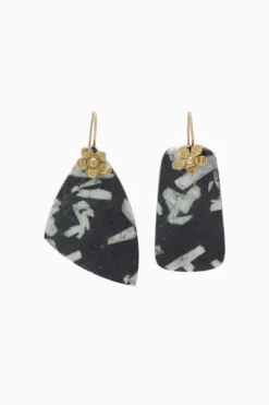 ULLA JOHNSON Hammered Chain Organic Stone Earring - Chinese Writing Stone