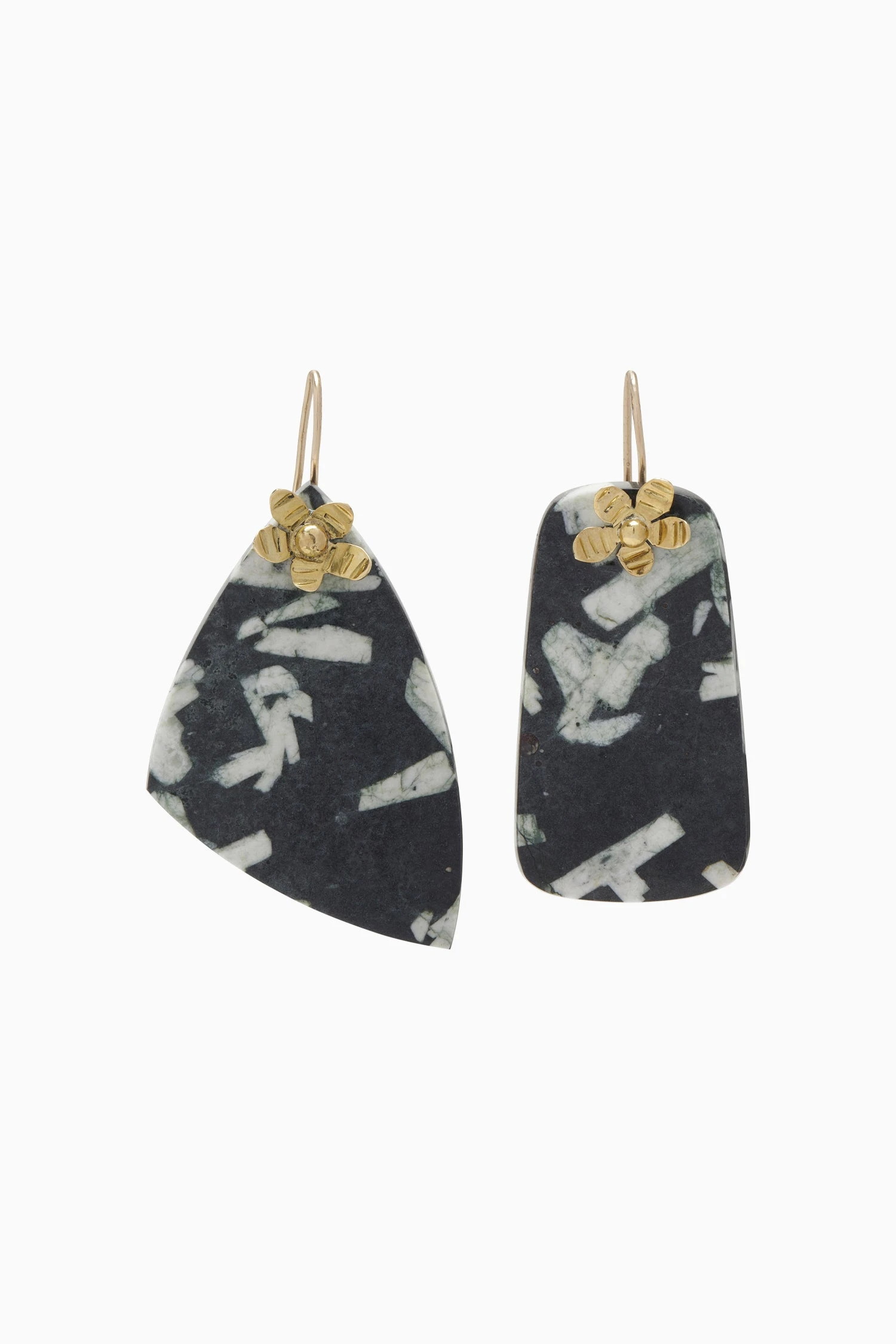 ULLA JOHNSON Hammered Chain Organic Stone Earring - Chinese Writing Stone