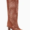 ULLA JOHNSON Hannah Woven Leather High Heel Boot - Sierra