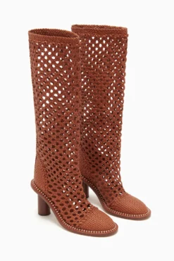 ULLA JOHNSON Hannah Woven Leather High Heel Boot - Sierra -ULLA JOHNSON PF231004 HannahWovenLeatherHighHeelBoot SIERRA d r web