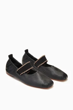 ULLA JOHNSON Eliza Elastic Ballet Flat - Noir -ULLA JOHNSON PF231009 ElasticBallet Noir d r web