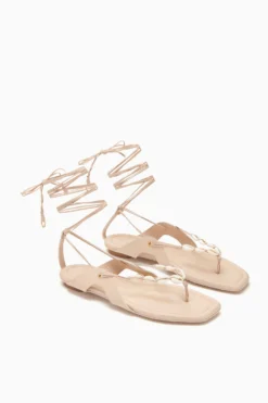 ULLA JOHNSON Romina Shell Laceup Sandal - Powder -ULLA JOHNSON PF231016 ShellLace UpFlat Powder d r web 2d693607 b900 4aed b32b 9d695a05e0fc
