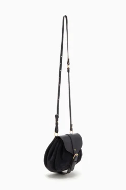 ULLA JOHNSON Paloma Ruched Convertible Crossbody - Midnight -ULLA JOHNSON PF231117 PalomaRuchedConvertibleCrossbody MIDNIGHT b r web