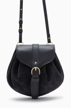 ULLA JOHNSON Paloma Ruched Convertible Crossbody - Midnight -ULLA JOHNSON PF231117 PalomaRuchedConvertibleCrossbody MIDNIGHT c r web