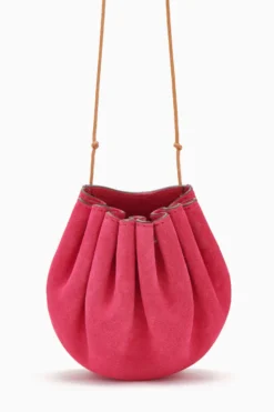 ULLA JOHNSON Paloma Ruched Pochette - Orchid Colorblock -ULLA JOHNSON PF231120 PalomaRuchedPochette Oxblood c r web