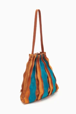 ULLA JOHNSON Adria Large Pleated Wave Bag - Montego Colorblock -ULLA JOHNSON PF231124 LargePleatedBag Sundew Teal Sierra b r web