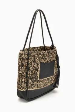ULLA JOHNSON Maya Raffia Tote - Noir Melange -ULLA JOHNSON PF231136 RaffiaTote NoirMelange b r web