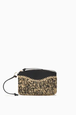 ULLA JOHNSON Maya Raffia Pouch - Noir Melange
