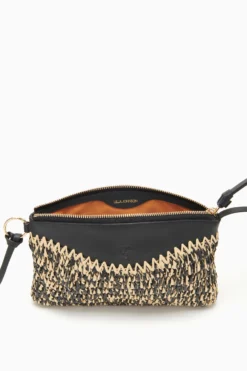 ULLA JOHNSON Maya Raffia Pouch - Noir Melange -ULLA JOHNSON PF231320 RaffiaPouch NoirMelange d r web