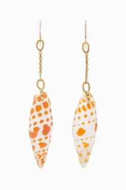ULLA JOHNSON Large Shell Drop Earring - Orange Mitra Shell