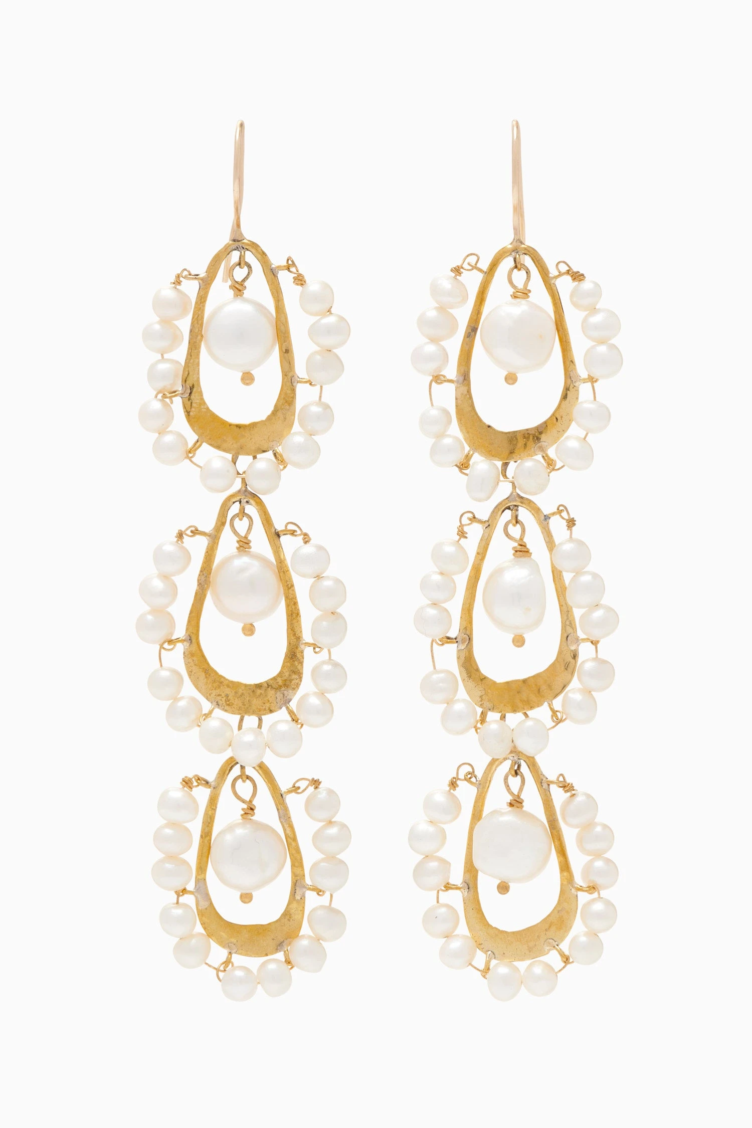 ULLA JOHNSON Beaded TriDrop Earring - Pearl 2 ULLA JOHNSON Beaded TriDrop Earring - Pearl - Image 2