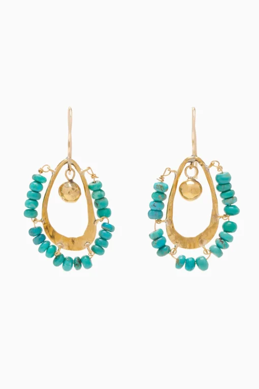 ULLA JOHNSON Beaded Single Drop Earring - Turquoise -ULLA JOHNSON PF231407 BeadedSingleDropEarring Turquoise a r web