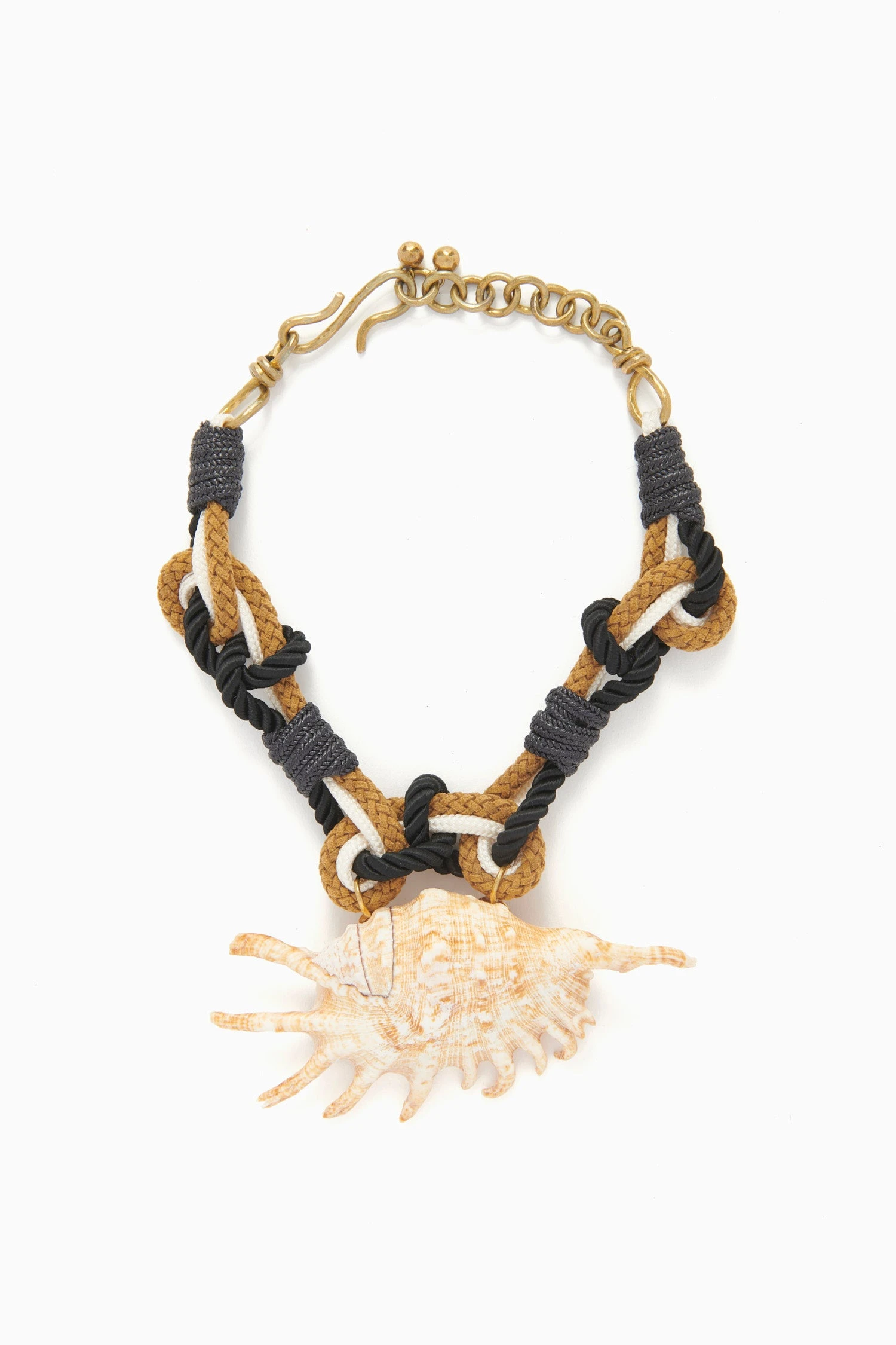 ULLA JOHNSON Hand Macrame Rope And Shell Necklace - Shell 2 ULLA JOHNSON Hand Macrame Rope And Shell Necklace - Shell - Image 2