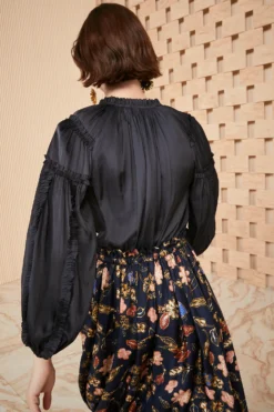 ULLA JOHNSON Maeve Blouse - Noir -ULLA JOHNSON SHOT 105 ULLA JOHNSON MAEVE BLOUSE NOIR UJ990237 0182