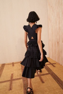 ULLA JOHNSON Aurore Dress - Noir -ULLA JOHNSON SHOT 132 0165 ulla johnson black aurore dress noir UJ view 3