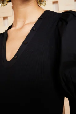 ULLA JOHNSON Pia Top - Noir -ULLA JOHNSON TEST ULLA JOHNSON PIA TOP NOIR UJ990723 view 3