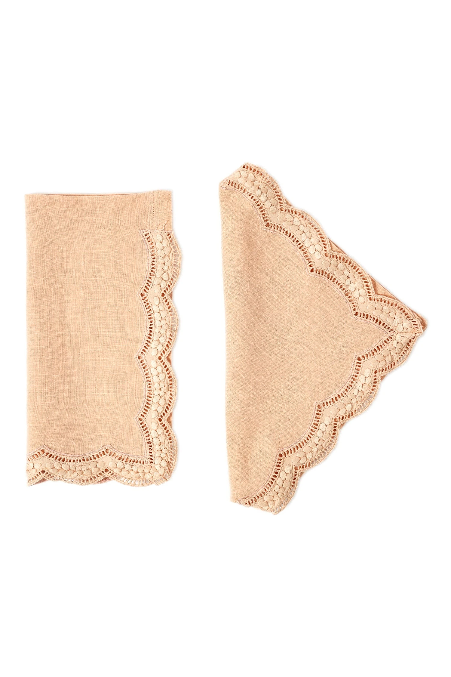 ULLA JOHNSON Scallop Embroidered Napkin - Blush 1 ULLA JOHNSON Scallop Embroidered Napkin - Blush