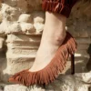 ULLA JOHNSON Inez Fringe High Heel - Mahogany
