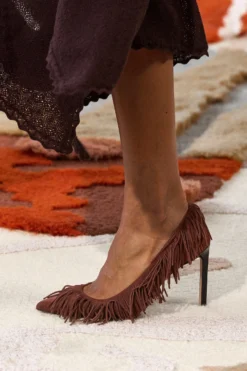 ULLA JOHNSON Inez Fringe High Heel - Mahogany 11 ULLA JOHNSON Inez Fringe High Heel - Mahogany -ULLA JOHNSON UJ AW23 look7B ArmandoGrillo 2c981224 5c00 4214 a957 1736b56f297a
