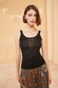 ULLA JOHNSON Ameline Tank - Noir -ULLA JOHNSON ULLA JOHNSON AMELINE TANK NOIR 03