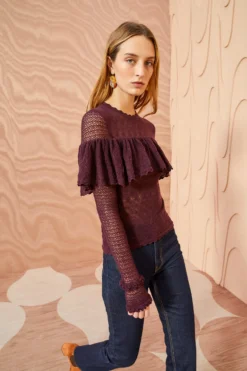 ULLA JOHNSON Augustina Pullover - Mahogany -ULLA JOHNSON ULLA JOHNSON Augustina Pullover MAHOGANY 05