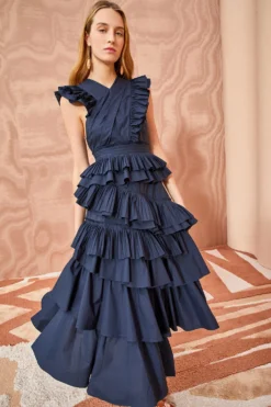 ULLA JOHNSON Aurore Dress - Midnight -ULLA JOHNSON ULLA JOHNSON Aurore Dress MIDNIGHT 03