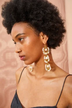 ULLA JOHNSON Beaded TriDrop Earring - Pearl