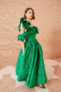 ULLA JOHNSON Cosima Gown - Emerald -ULLA JOHNSON ULLA JOHNSON Cosima Gown EMERALD 0060