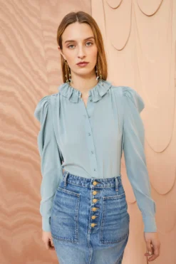 ULLA JOHNSON Dara Blouse - Agave