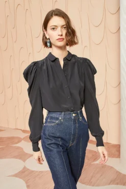 ULLA JOHNSON Dari Blouse - Noir -ULLA JOHNSON ULLA JOHNSON Dara Blouse NOIR 01 MAIN