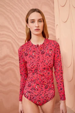 ULLA JOHNSON Dione Rash Guard - Poppy Floral