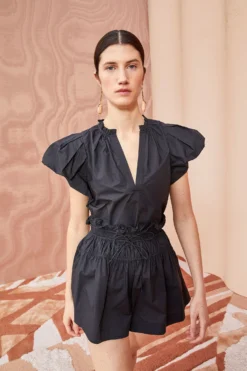 ULLA JOHNSON Evelyn Top - Noir -ULLA JOHNSON ULLA JOHNSON EVELYN TOP NOIR 03