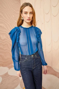 ULLA JOHNSON Elvia Blouse - Sapphire 9 ULLA JOHNSON Elvia Blouse - Sapphire -ULLA JOHNSON ULLA JOHNSON Elvia Blouse SAPPHIRE 05