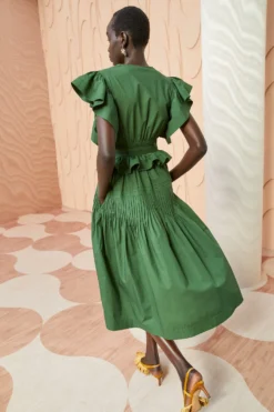 ULLA JOHNSON Florence Dress - Juniper -ULLA JOHNSON ULLA JOHNSON Florence Dress JUNIPER 04