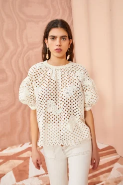 ULLA JOHNSON Grace Top - Pearl -ULLA JOHNSON ULLA JOHNSON Grace Top PEARL 03