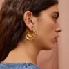 ULLA JOHNSON Hammered Textured Hoop Earring - Brass