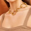 ULLA JOHNSON Hammered Textured Organic Chain Necklace - Brass