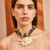 ULLA JOHNSON Hand Macrame Rope And Shell Necklace - Shell