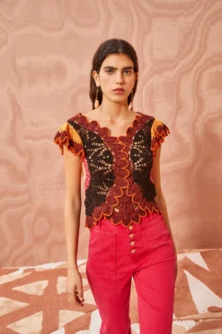 ULLA JOHNSON Magdalena Top - Pomegranate