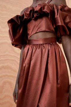 ULLA JOHNSON Maxine Skirt - Mahogany 8 ULLA JOHNSON Maxine Skirt - Mahogany -ULLA JOHNSON ULLA JOHNSON Maxine Skirt MAHOGANY 02 ALT