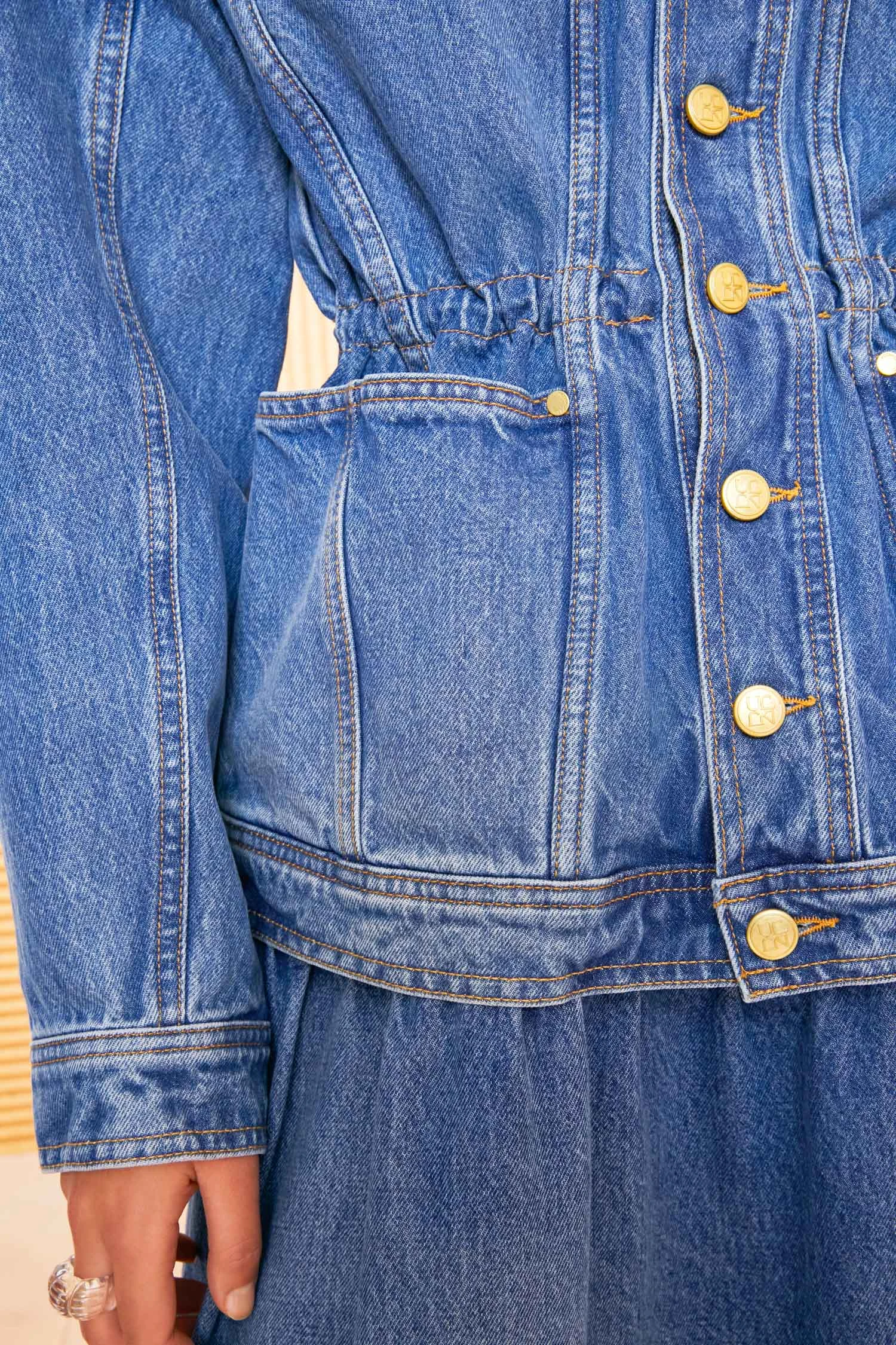 ULLA JOHNSON The Odette Jacket - Danube Medium Indigo Wash 5 ULLA JOHNSON The Odette Jacket - Danube Medium Indigo Wash - Image 5