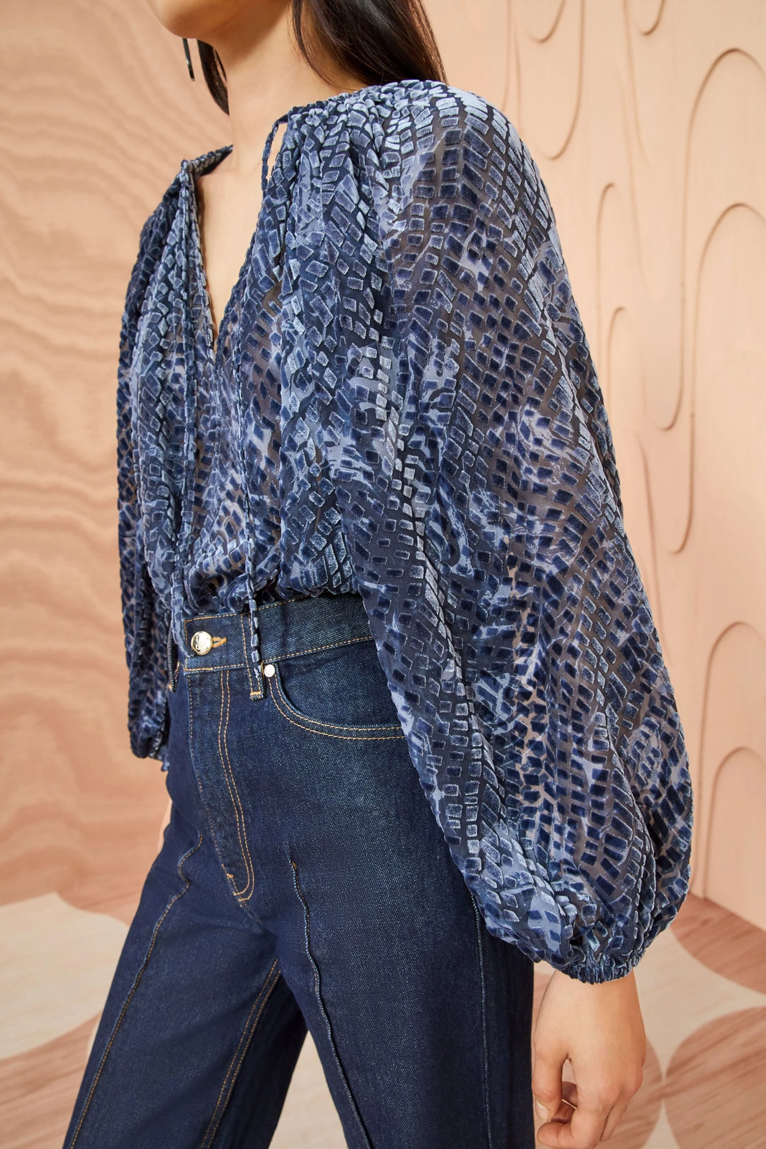 ULLA JOHNSON Pauline Blouse - Marine 2 ULLA JOHNSON Pauline Blouse - Marine - Image 2