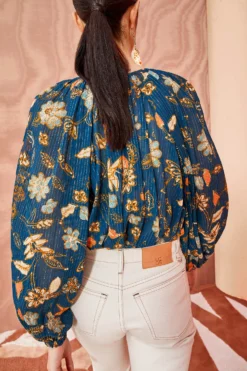 ULLA JOHNSON Pauline Blouse - Moonlight Floral -ULLA JOHNSON ULLA JOHNSON Pauline Blouse MOONLIGHT FLORAL 04